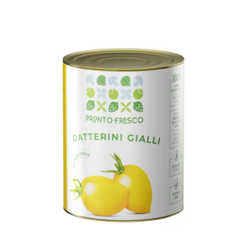 Datterini Gialli - Greci - Datterini Gialli in Succo - Pronto Fresco - Latta da 800 g