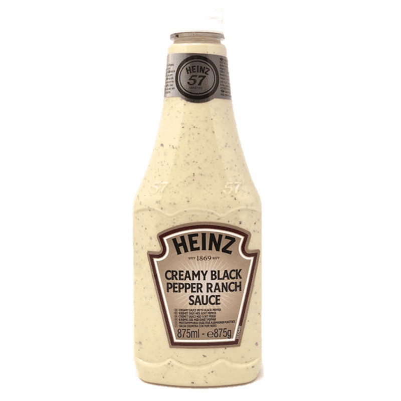 Salsa Creamy Black Pepper Ranch Sauce Heinz - Ranch al Pepe - Bottiglia da 875 ml