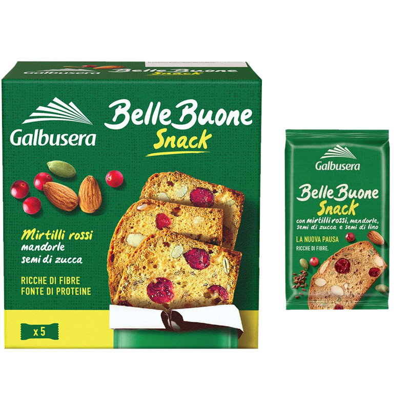 Galbusera Belle Buone - Fette Sottili con Mirtilli Rossi, Mandorle, Semi Zucca - 150 gr