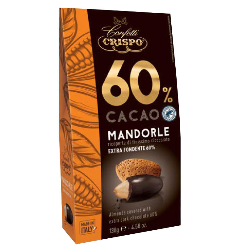 Dragees Crispo - Mandorle Ricoperte di Cioccolato Fondente 60% - 130 g