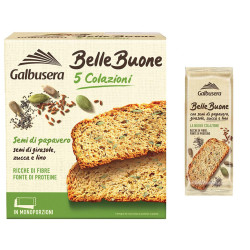 Galbusera Belle Buone - Fette Spesse - Semi di Papavero, Girasole, Zucca e Lino - 200 g