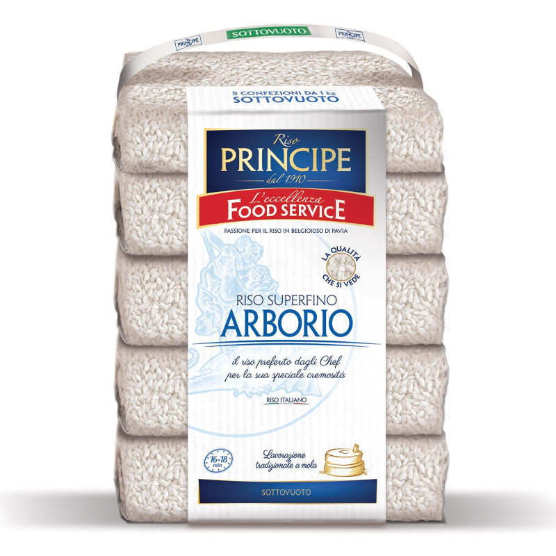 Riso Principe - Riso Arborio - Pacco 5 Pezzi da 1 Kg - Food Service