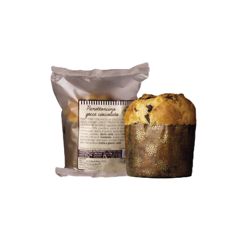 Mini Panettone - Borsari - Panettoncino con Gocce di Cioccolato - In Flow Pack - 100 g