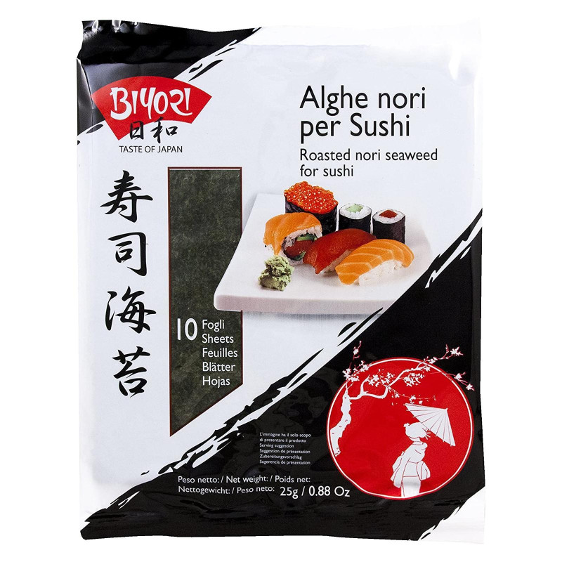 Alga Nori per Sushi - Biyori - Busta da 10 Fogli - 25 g