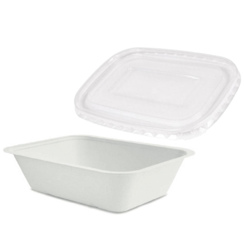 Vaschetta Compostabile Bagasse + Coperchio in Pet - 22 cm - 125 + 125 Pz