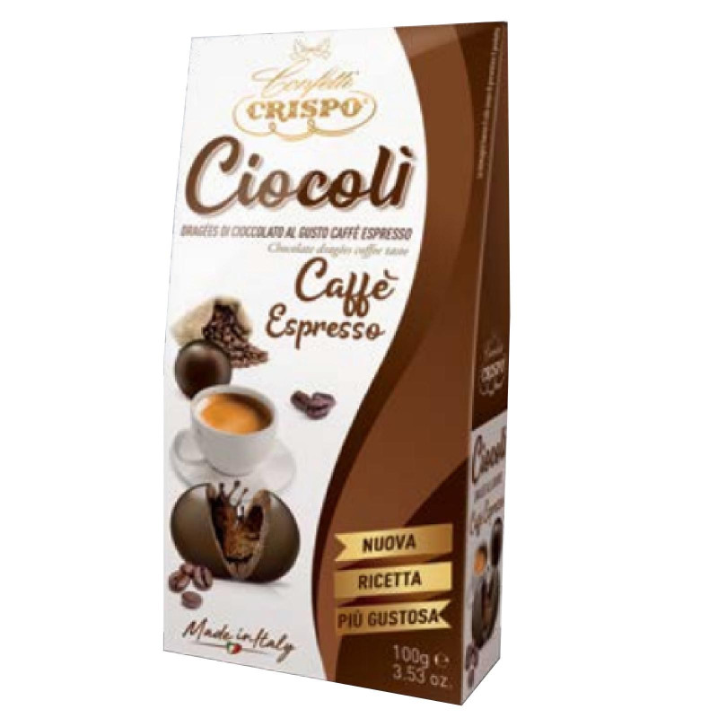 Dragees Crispo - Ciocoli' - Al Gusto di Caffè Espresso Ricoperti di Cioccolato Fondente - 100 g