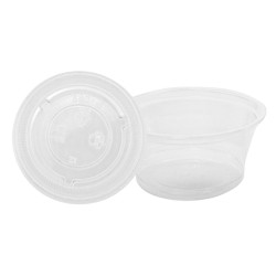 Salsiera in Plastica Pet + Coperchi in Plastica Pet Trasparente - 50 + 50 Pz - 60 ml