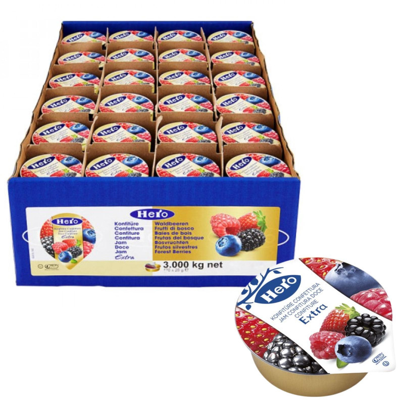 Confettura Extra - Hero - Frutti di Bosco - 120 Vaschette Alluminio da 25 g