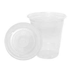 Bicchieri in Plastica Pet + Coperchi in Plastica Pet Trasparente - 50 + 50  Pz - 210 ml