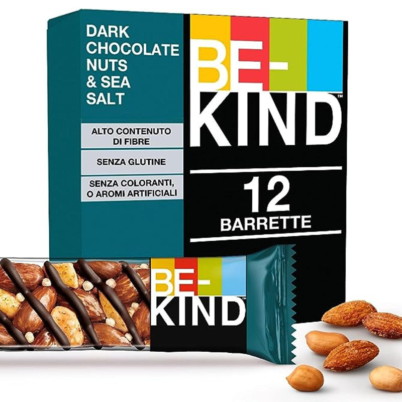 Barrette di Cereali - Be-Kind - Dark Chocolate Nuts & Sea Salt - Fondente e Sale - 12 Barrette da 40 g