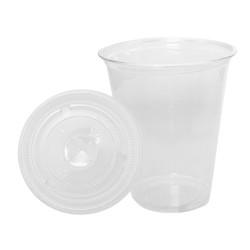 Bicchieri in Plastica Pet + Coperchi in Pet Trasparente - 50 + 50 Pz - 240 ml