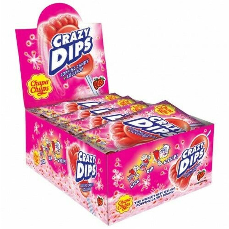 Lecca Lecca Chupa Chups - Crazy Dips Fragola - 24 Bustine