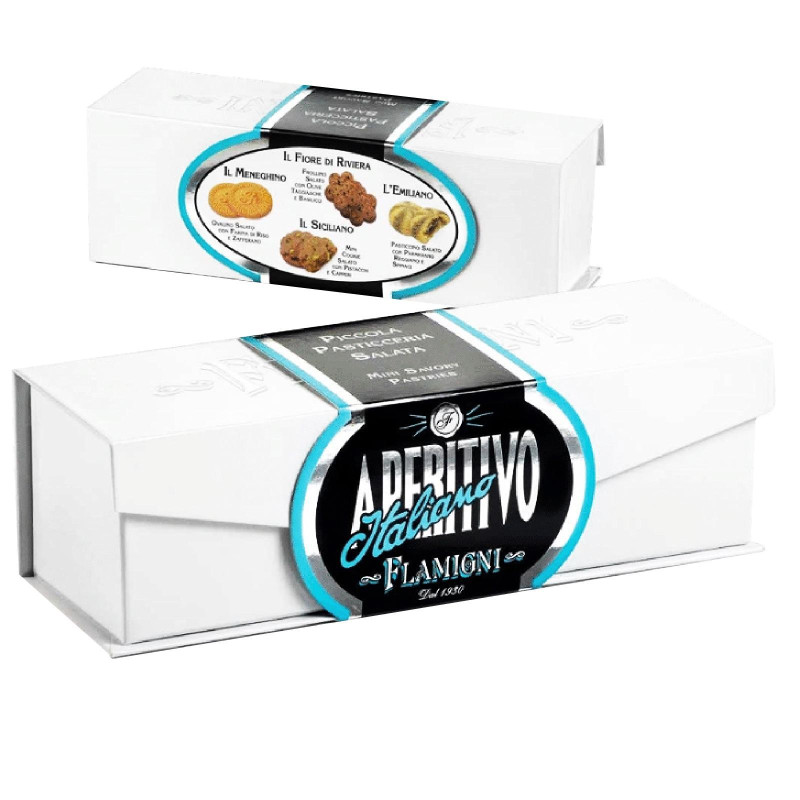 Biscotti Flamigni - Pasticceria Salata - Aperitivo Italiano - Azzurro - Cofanetto da 120 g