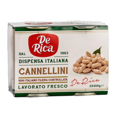 Fagioli De Rica - Fagioli Cannellini Lessi - 2 Barattoli da 400 gr