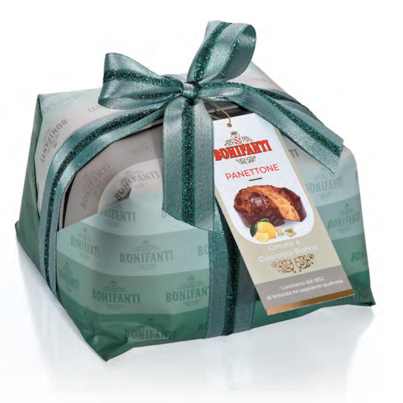 Panettone Bonifanti - Limone e Cioccolato Bianco - Incartato a Mano - 1 Kg