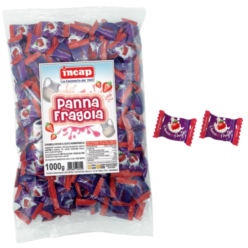 Caramelle Ripiene - Incap - Panna e Fragola - Busta da 1 Kg