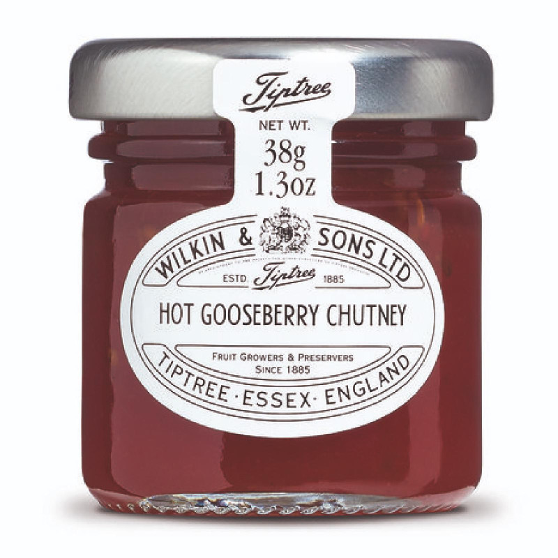 Hot Gooseberry Chutney Wilkin & Sons - Chutney Piccante di Uva Spina - 24 Barattolini Vetro - 38 g