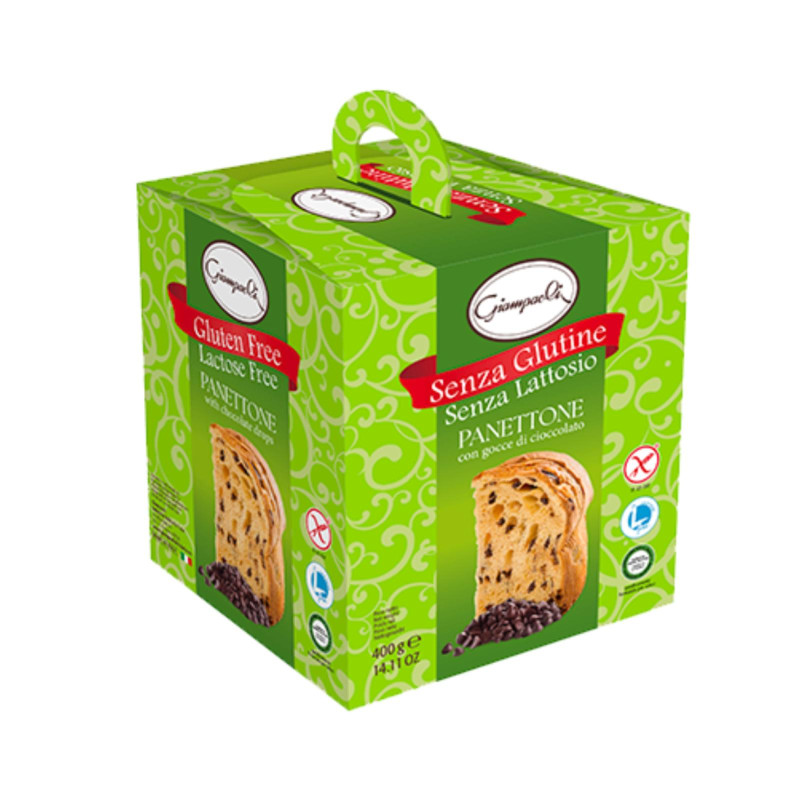 Panettone Giampaoli - Senza Glutine Senza Lattosio - Con Gocce di Cioccolato - 400 g