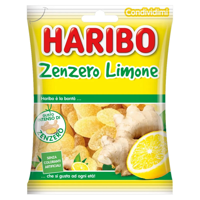 Caramella Gommose alla Frutta - Haribo - Zenzero e Limone - 30 Bustine da 100 g