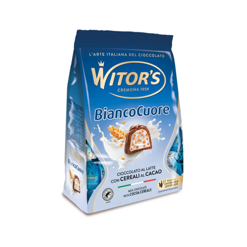 Praline Witor's - Bianco Cuore - Cioccolato al Latte con Cereali - Busta da 200 g