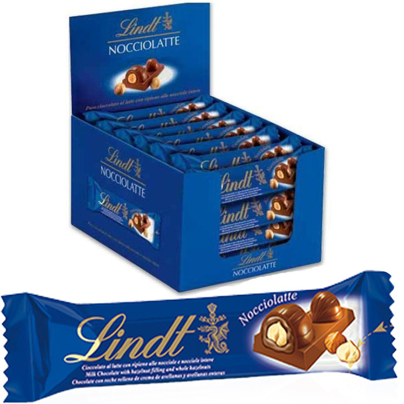 Barretta Nocciolatte - Cioccolato al Latte Con Nocciole  Lindt - 40 gr - 36 Pezzi con Box