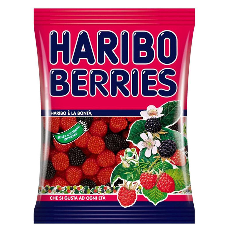 Caramelle Gommose - Haribo - Berries - Gusto Mora e Lamponi - Busta da 1 Kg