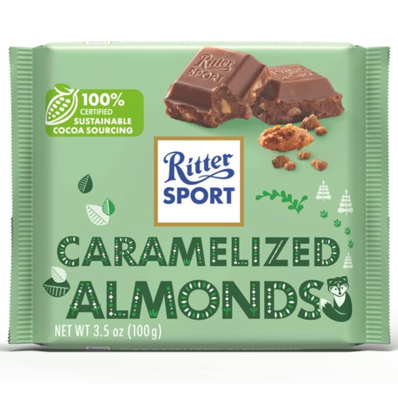 Tavoletta Ritter Sport - Mandorle Caramellate - Cioccolato al Latte - 100 g