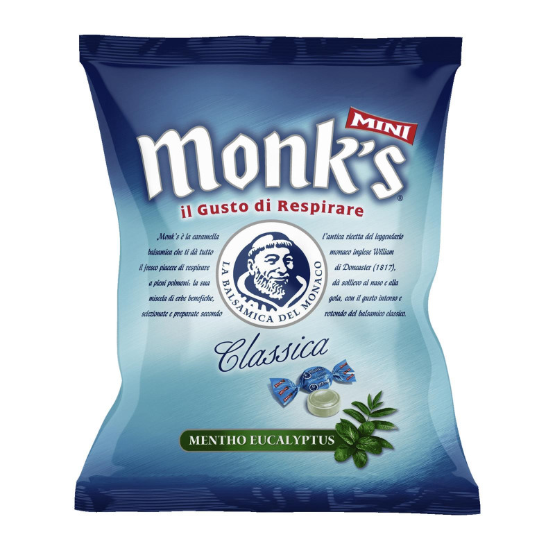 Caramelle Balsamiche - Mini Monk's Classica - Mentho Eucalyptus Busta da 80 gr