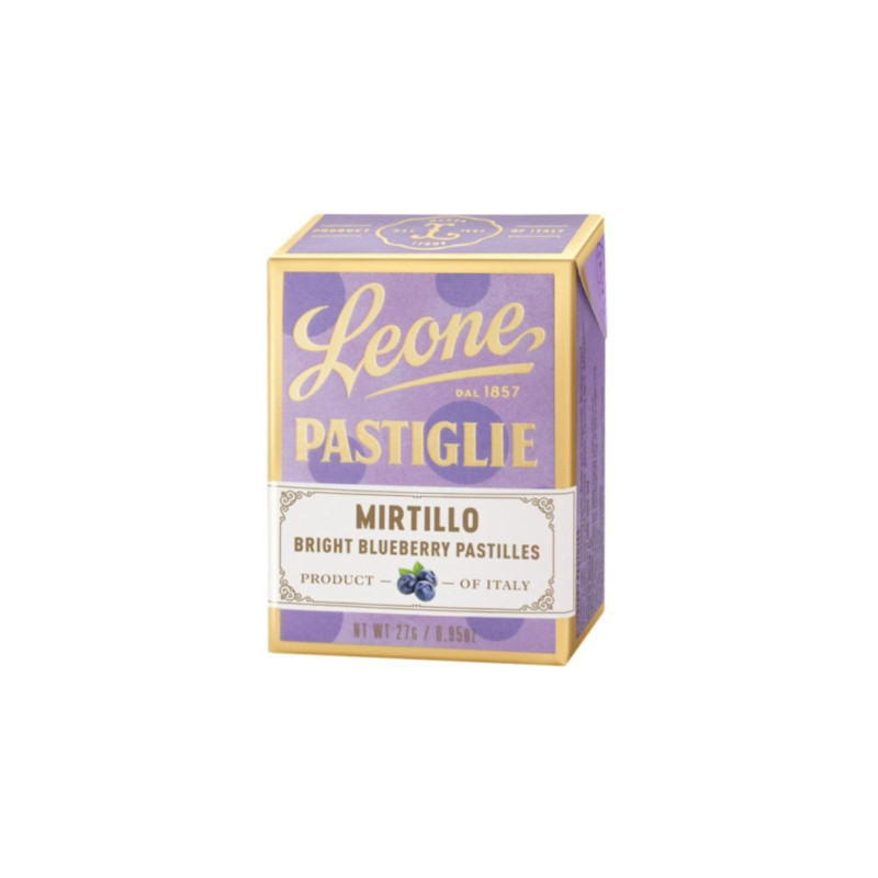 Caramelle Dure - Pastiglie Leone - Gusto Mirtillo - Espositore - 18 Pacchetti da 27 g