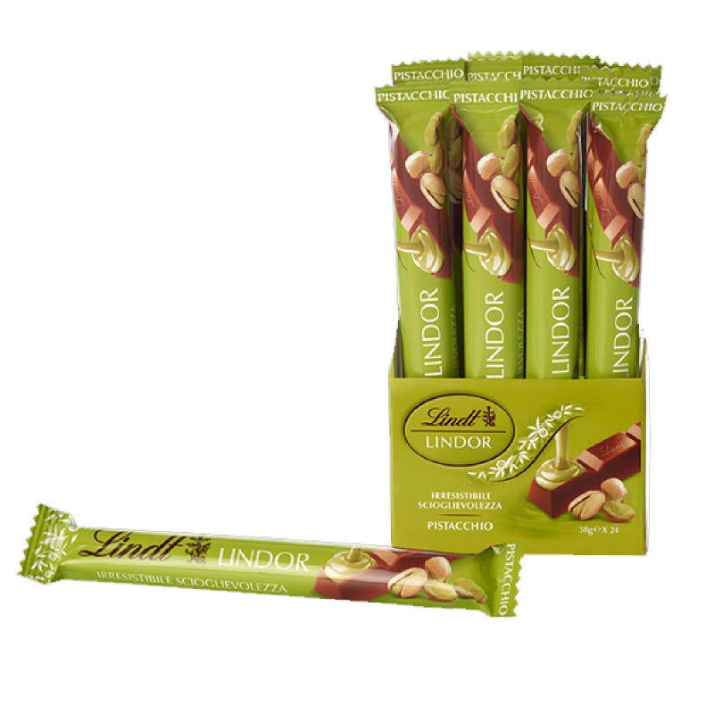 Barretta Cioccolato al Latte Crema Pistacchio - Lindt - Lindor Stick - 24 Pezzi da 38 gr