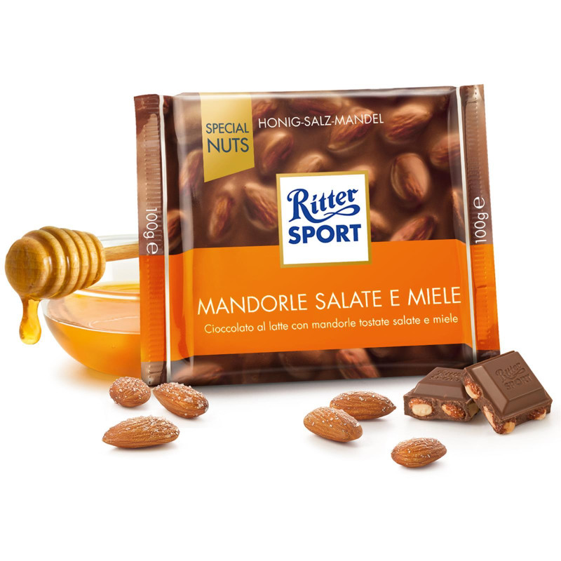 Tavoletta Ritter Sport - Mandorle Salate e Miele Cioccolato Al Latte - 100 gr