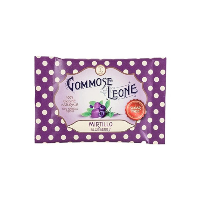 Caramelle Gommose - Pastiglie Leone - Sacchetto - Gusto Mirtillo - Senza Zucchero - 3 x 35 g