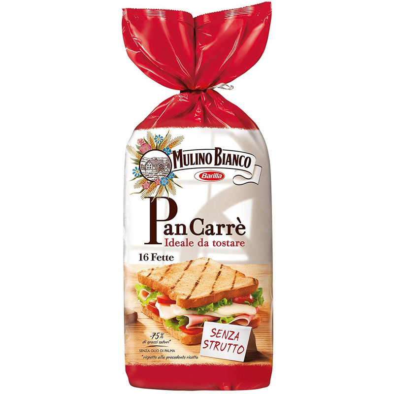 Pan Carre' Bianco - 16 Fette - Mulino Bianco - 285 Gr