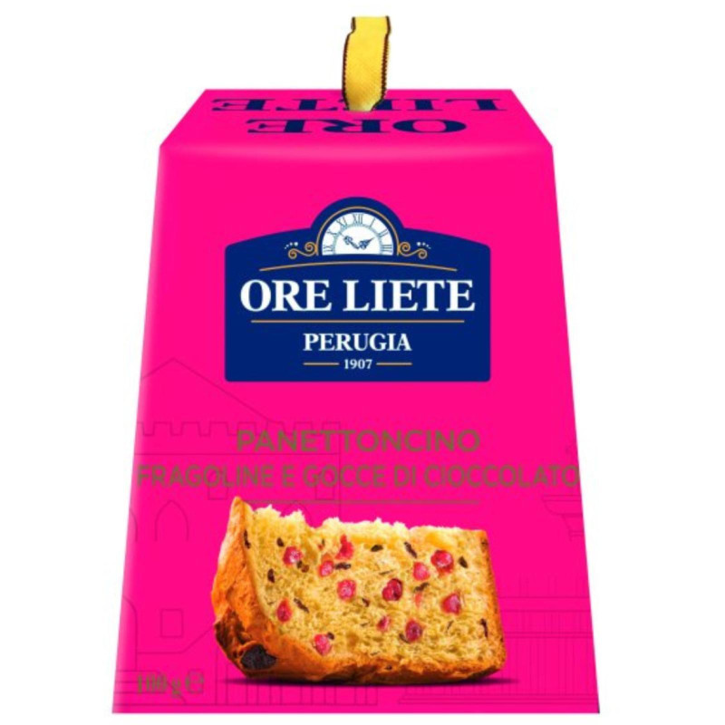 Mini Panettone - Ore Liete Perugia - Panettoncino Mirtilli Rossi e Gocce Cioccolato - Astucciato - 36 x 100 g