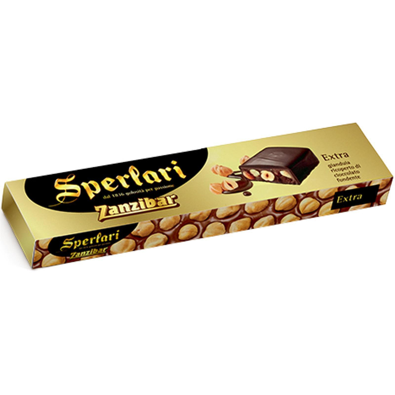 Torrone Sperlari - Zanzibar - Extra Gianduia Con Nocciole - Barra 250 gr