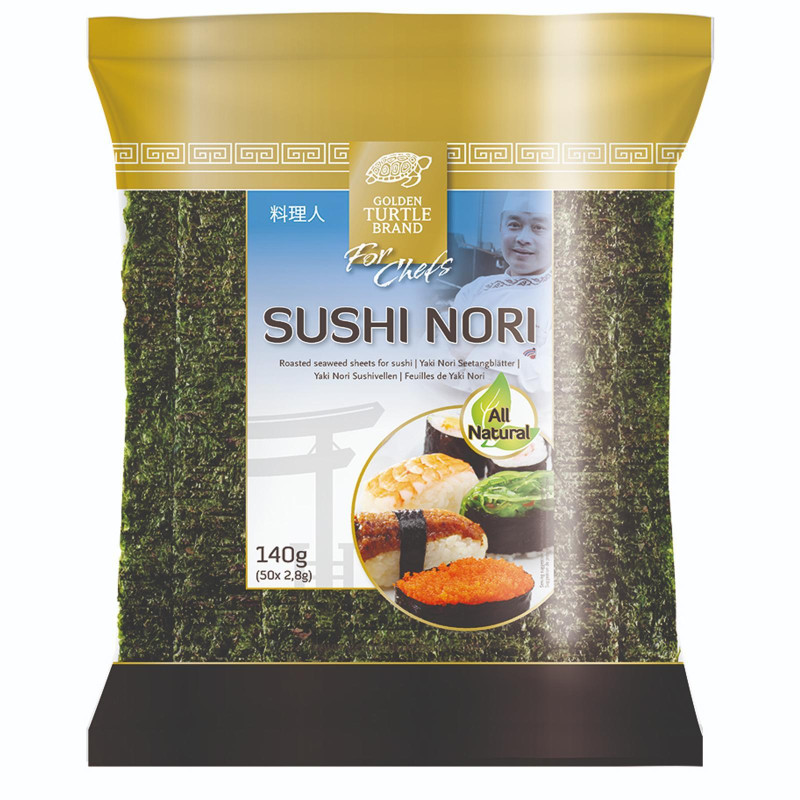 Alga Nori - Yaki Nori - Sushi - Golden Turtle Brand - 50 Fogli da 2,8 g