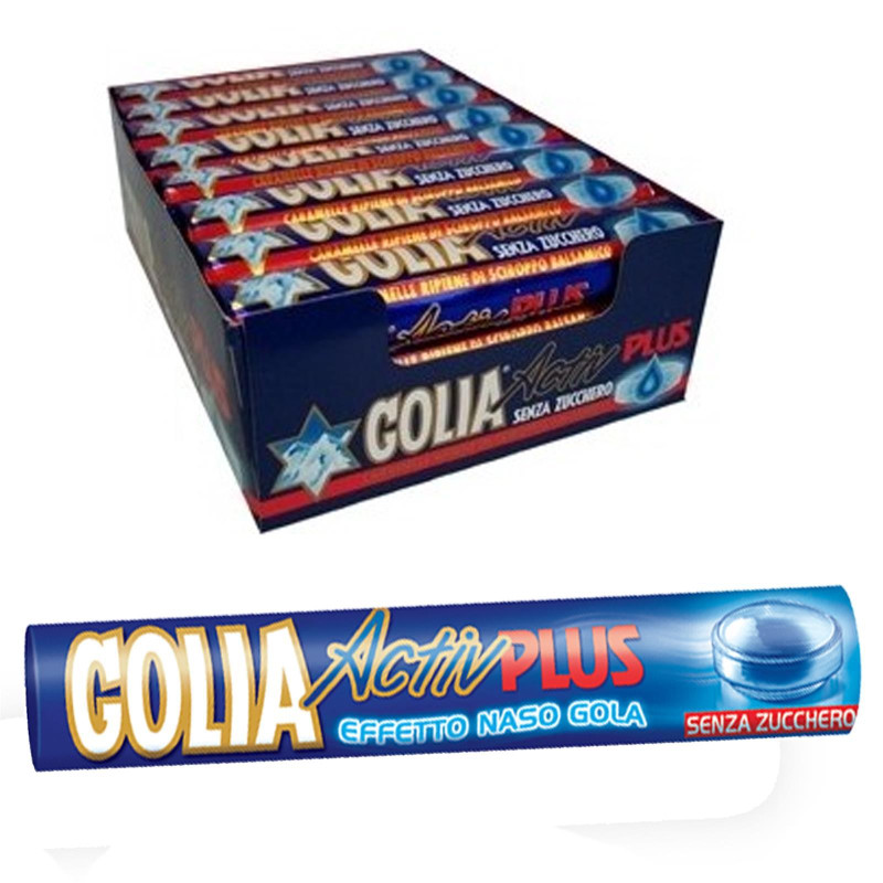 Caramelle Golia Active Plus Senza Zucchero - 24 Pacchetti da 34g