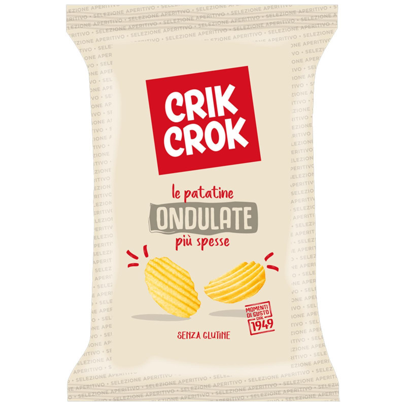 Busta Patatine Crik Crok - Le Patatine Ondulate - Classiche - 12 Buste da 70 gr