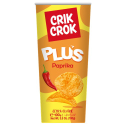 Tubo Patatine Crik Crok - Paprika - Plus - Gialle - 15 Tubi da 100 gr