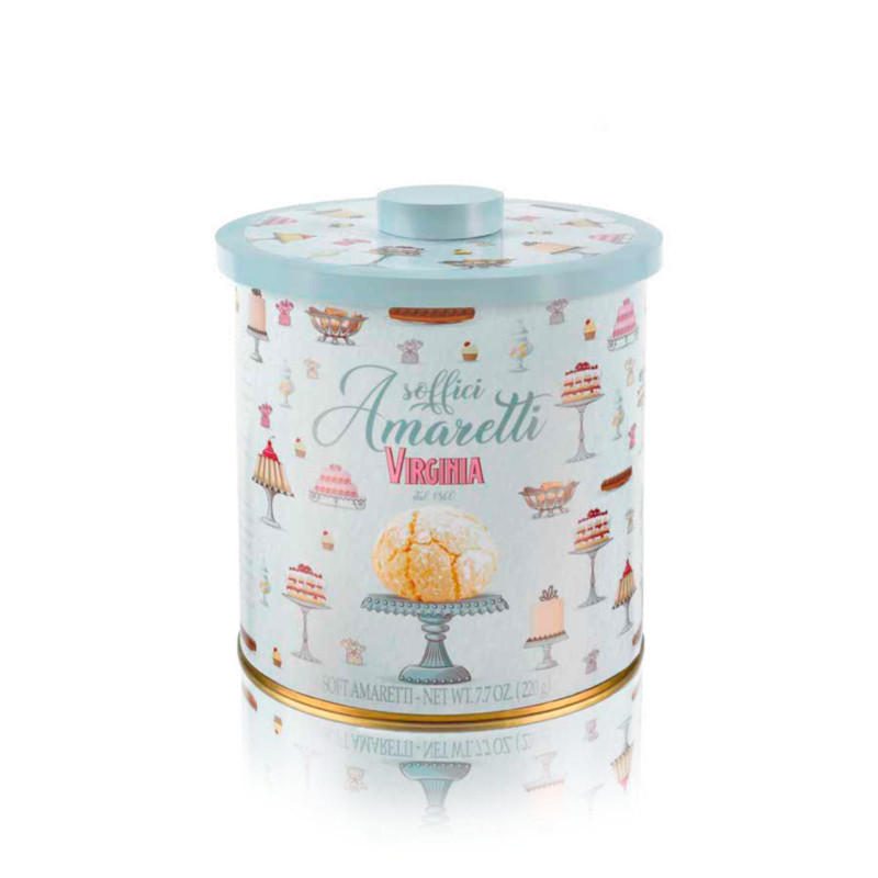  Amaretti Soffici - Amaretti Virginia - Classico - Incartati Singolarmente - Cilindro Metallo da 220 g