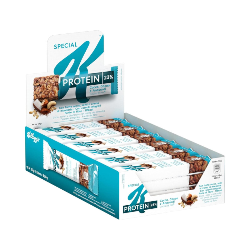 Barrette di Cereali - Kellogg's Protein - Cocco, Cacao e Anacardi - 18 x 35 g