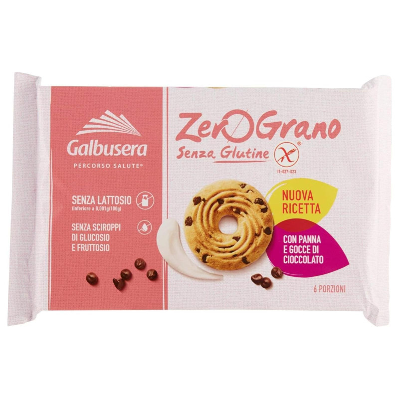 Biscotti Galbusera - Zero Grano - Panna e Gocce di Cioccolato - 160 g