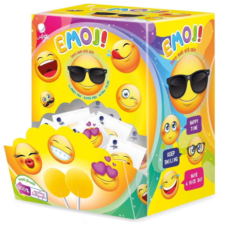 Lecca Lecca - Argo - Lolli - Emoji Tutti Frutti - Expo da 150 pz