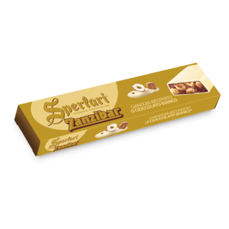 Torrone Sperlari - Zanzibar - Gianduia Ricoperto Cioccolato Bianco - Barra 250 g