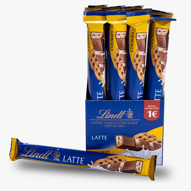 Barretta Cioccolato al Latte Con Cookies -  Lindt - Lindor Stick - 24 Pezzi da 39 gr