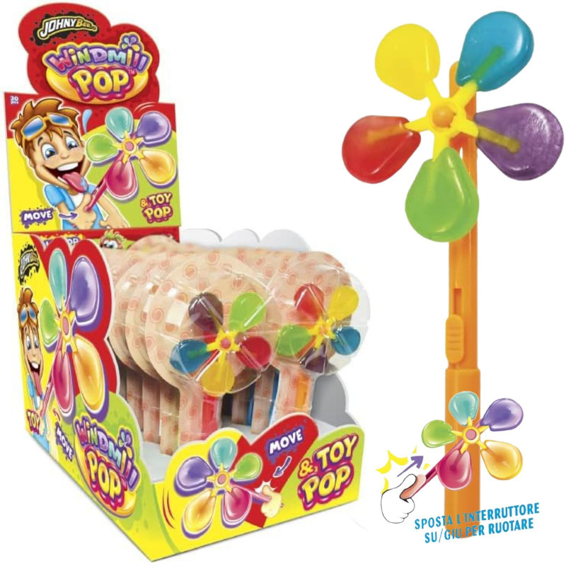 WindMill Pop - JohnyBee - Lecca Lecca a Mulino a Vento - Box Espositore 20 x 24 g