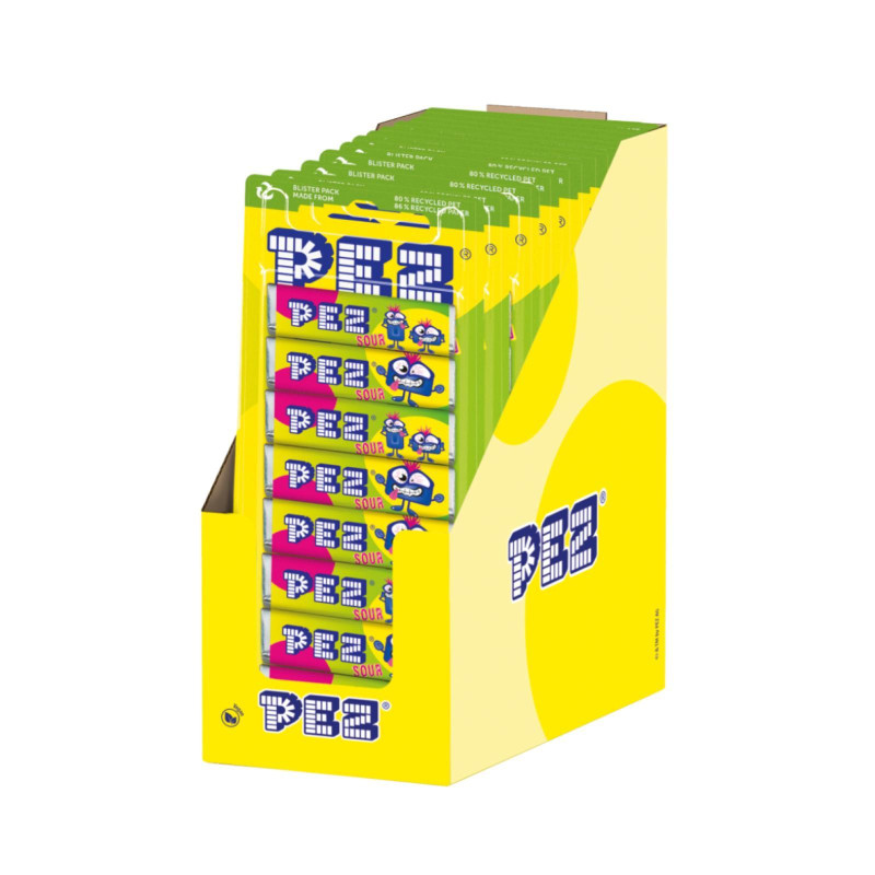 Caramelle Pez - Sour - Caramelle Con Sapore Di Frutta Acida - 12 Blister da 68 g