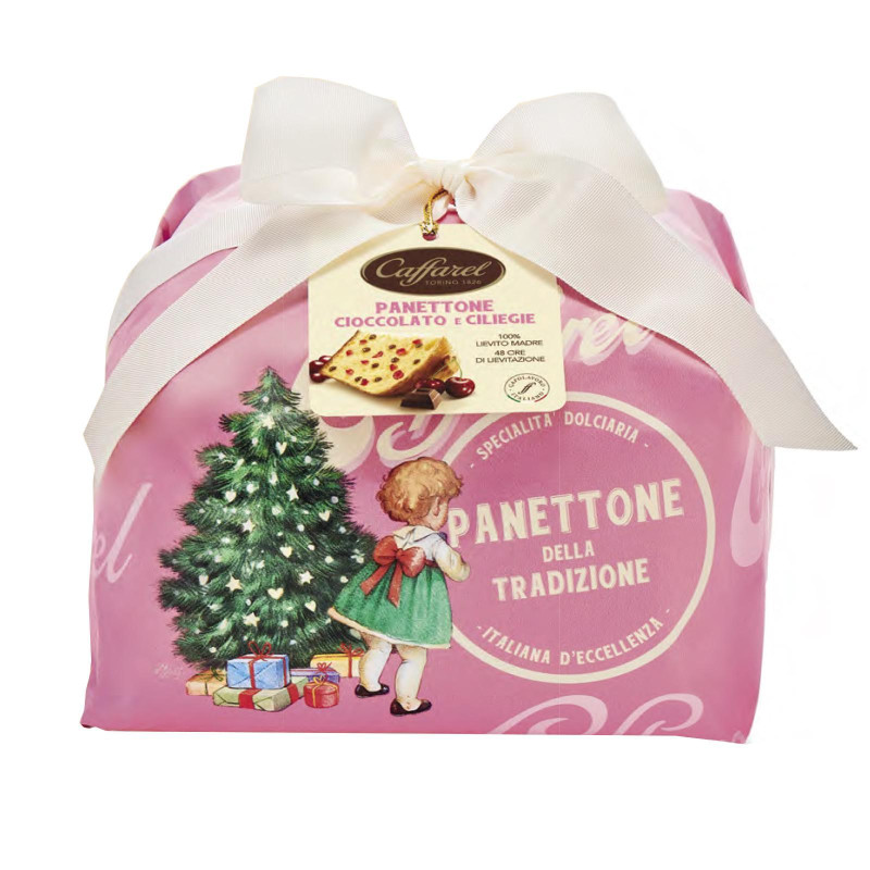 Panettone Caffarel - Panettone Ciliegie E Cioccolato - 1 Kg - Incartato a Mano