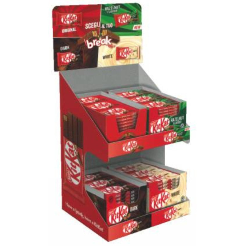 Espositore 4 Gusti - Kit Kat - Barretta di Cioccolato al Latte - 4 Confezioni da 24 pz