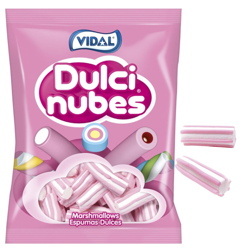 Caramelle Marshmallows - Dulcinubes - Vidal - Striato Bianco E Rosa - 125 Pezzi